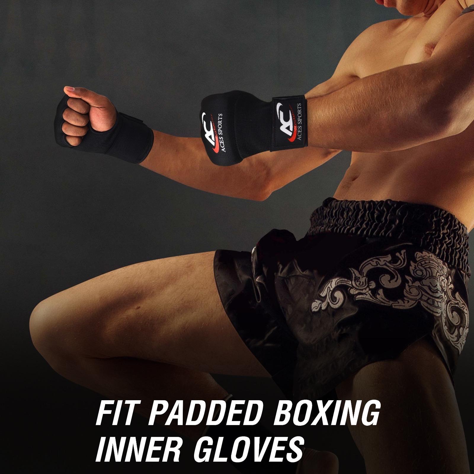 Muaaz Sports Guanti Interni Con Gel Per Boxe, MMA, Muay Thai E Kickboxing – Imbottitura Protettiva