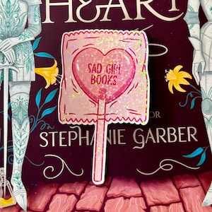 Sad Girl Books Lolly ホログラフィック ラミネート ブック風ステッカー、ホロ、ダイカット、Kindle、キラキラステッカー、電子書籍リーダー アクセサリ、本好き