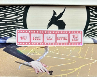 Mini le livre était meilleur autocollant livresques plastifié holographique de style film, holo, découpé, stickers kindle, amoureux des livres, livre cadeau, liseuse