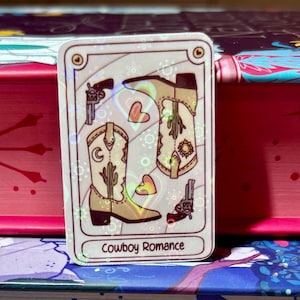 Mini carte de tarot romance cow-boy autocollant livres stratifié holographique, découpé, sticker kindle, romance cow-boy, lecteurs de romance, kindle