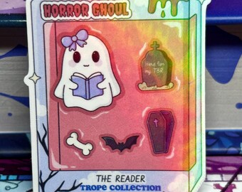 Mini Horror Ghoul die Leser Box Stil holografische Laminat Aufkleber, Halloween Leseratte, Kindle, e-Reader Zubehör, niedlicher Geist