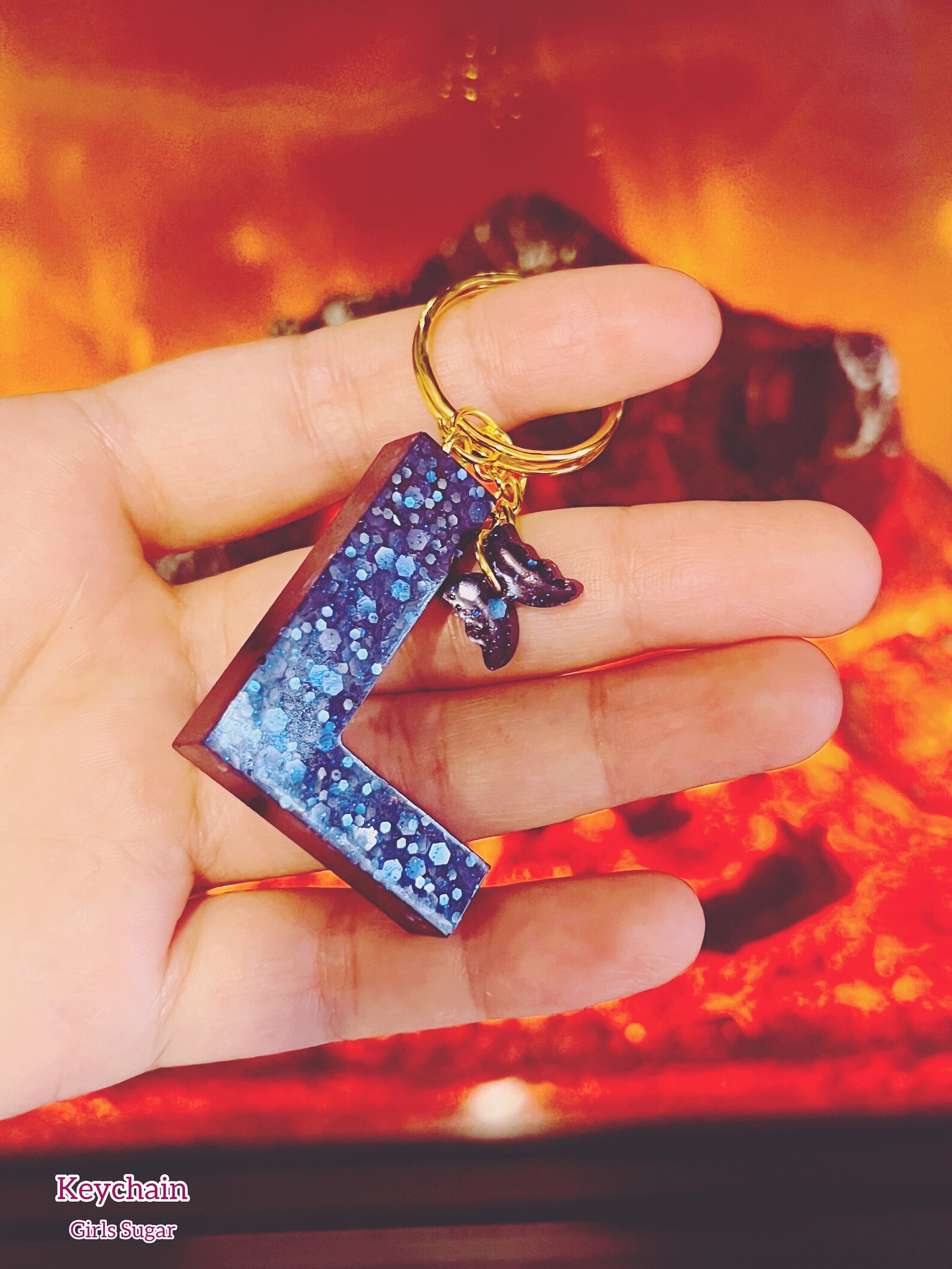 Custom Resin Letter Keychain, Keychain Birthday Gift, Initial Keychain