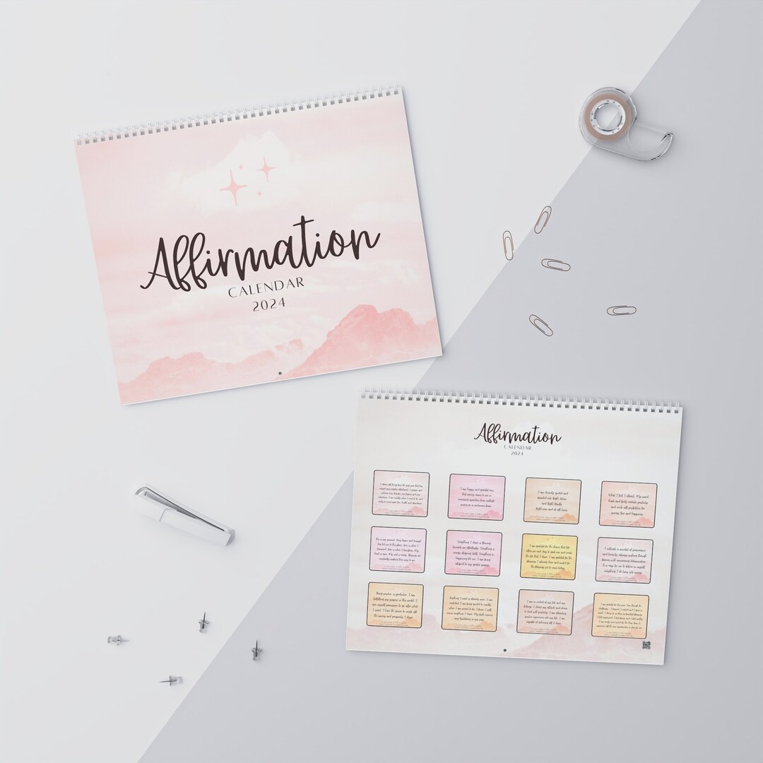 Affirmation Wall Calendar 2024 Inspirational Positive Wall Etsy