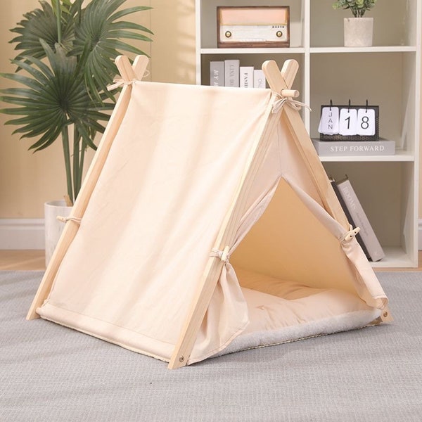 Pet tent with removable and washable mat, Four seasons universal enclosed indoor pet tent，dog teepee, cat teepee