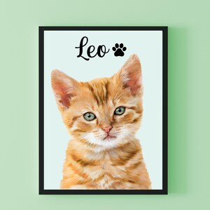 Custom cat portrait Custom pet portrait Cat portrait Cat memorial Portrait from photo Custom cat painting Cat lover gift Pet loss gift