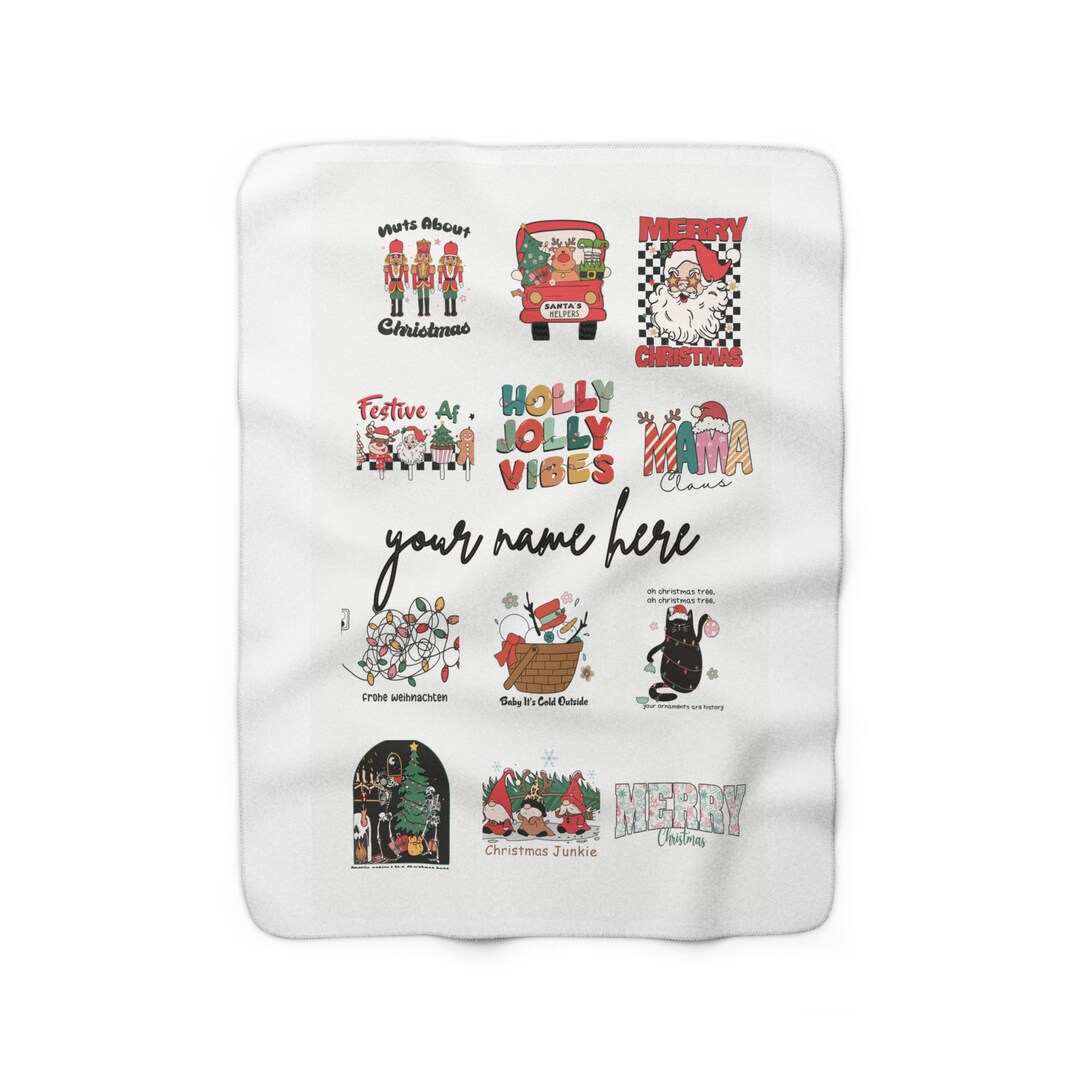 Personalized christmas blanket custom name soft cozy sherpa etsy