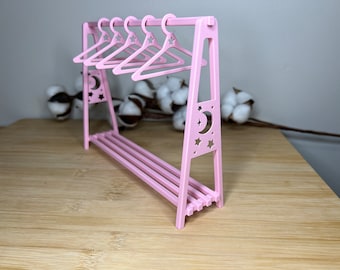 Moon And Stars Small Size Cookie Doll Clothes Rack & Hangers 3D Printed 7.7" x 6" x 2"