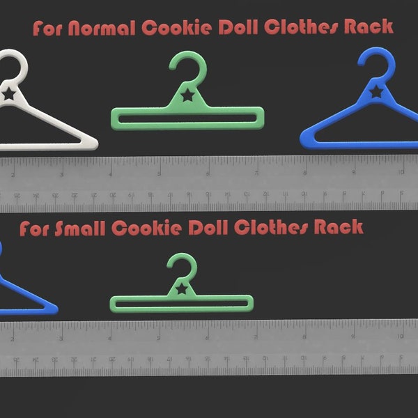 SET Small and Normal Digital Stars Cookie Doll Clothes Hangers for Rack Download STL File for 3D Printing