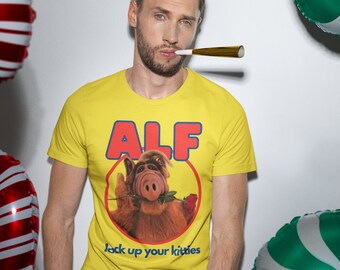 ALF TV番組Tシャツ、レトロTV、80年代のテレビ番組Tシャツ、メンズ、クラシックシットコムTシャツ、ヴィンテージTV番組Tシャツ