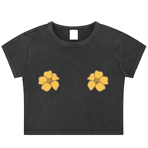 Snow Washed BLACK PUAKENIKENI Crop Top