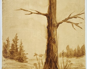 Peinture à l'huile -- « Le vieil arbre »