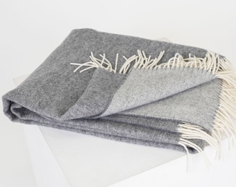 Manta 100 % lana de alta calidad, lana de Nueva Zelanda agradable como la lana merino, manta de lana, manta decorativa para interiores, manta gris suave y cálida