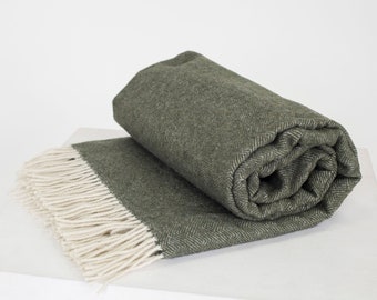 Wool Blanket, Size 78.74 x 55.12 in  140 x 200 cm, Extra Qualtity Merino Wool Blanket, Wool Throw Blanket, 100 Wool Blanket, Olive Color