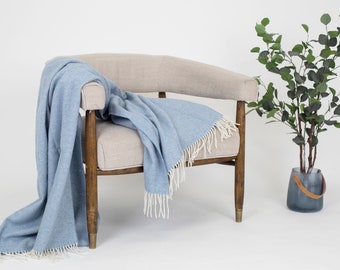 Cozy Merino Wool Throw Blanket, Herringbone Wool Blanket, Warm Plaid Blanket for Modern Interior, Outdoor and Indoor Gentle Wool Blanket