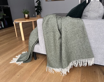 Merino Wool Blanket, Wool Throw Blanket, Green/Khaki Wool Blanket, Home Decor Blanket, Cozy, Soft, Gentle Blanket for indoor and outdoor use