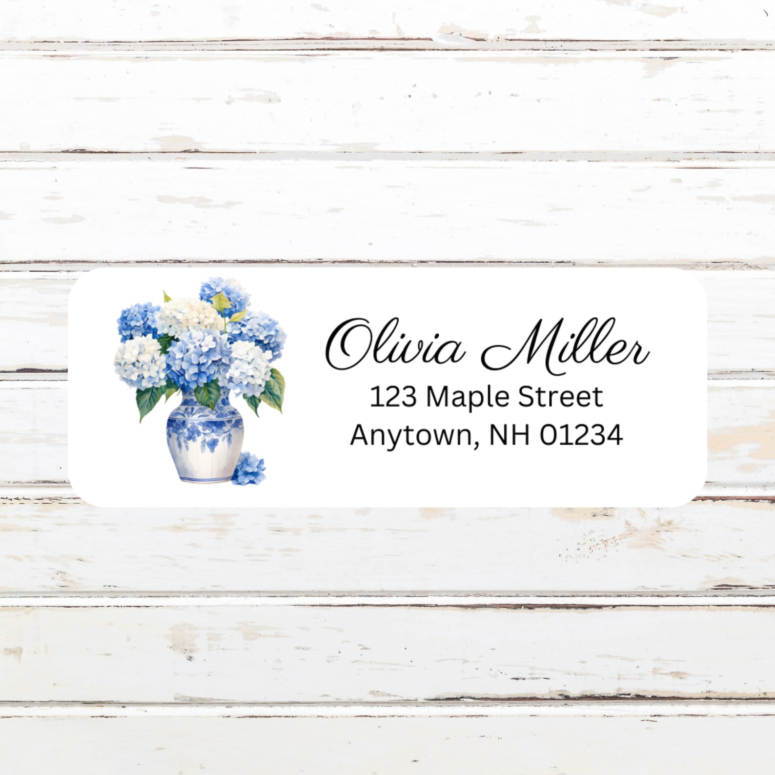 Hydrangea Label Hydrangea in Vase, Personalized Return Address Labels, Watercolor ...
