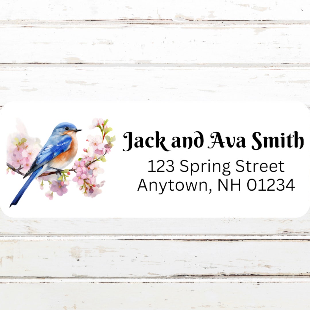 Eastern Bluebird on an Apple Branch, Personalized Return Address Labels