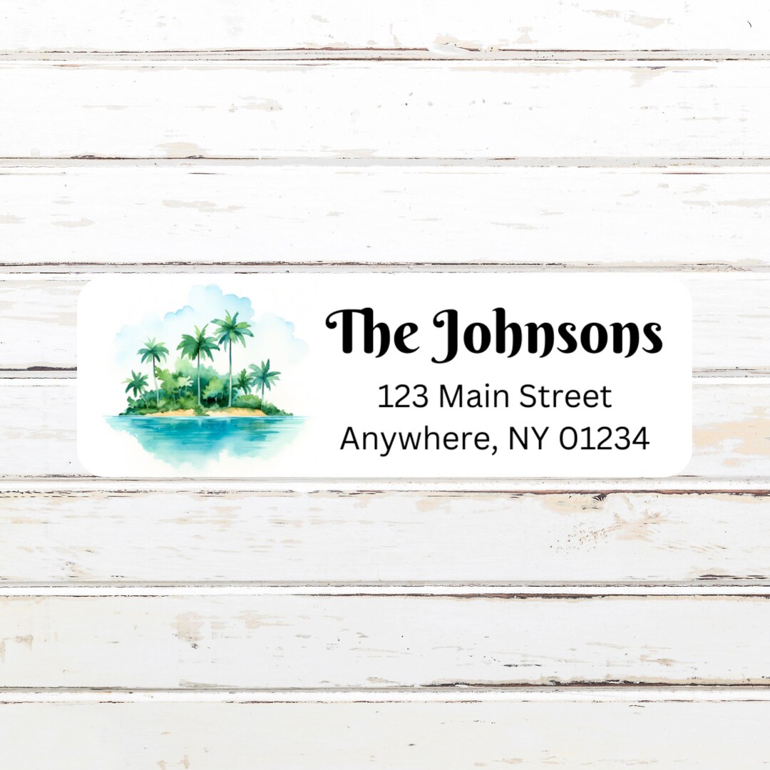 Tropical Island, Personalized Return Address Labels, Watercolor, Return ...