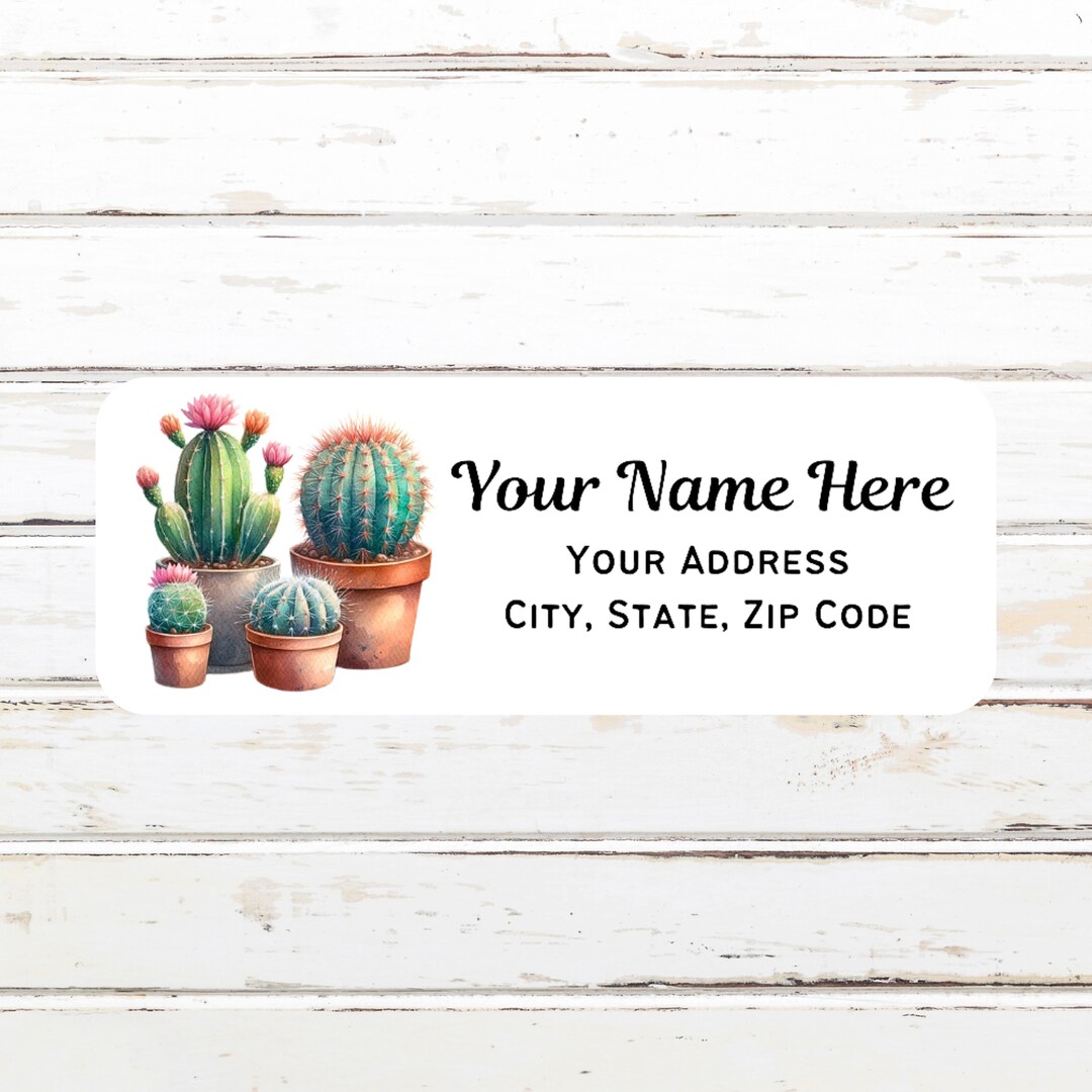 Watercolor Cacti Personalized Return Address Labels, Return Address