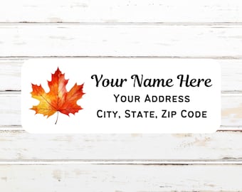 Autumn Maple Leaf, Personalized Return Address Labels, Watercolor, Return Address Stickers, Customized, Sets of 30, For Mom, Bestie, Fall
