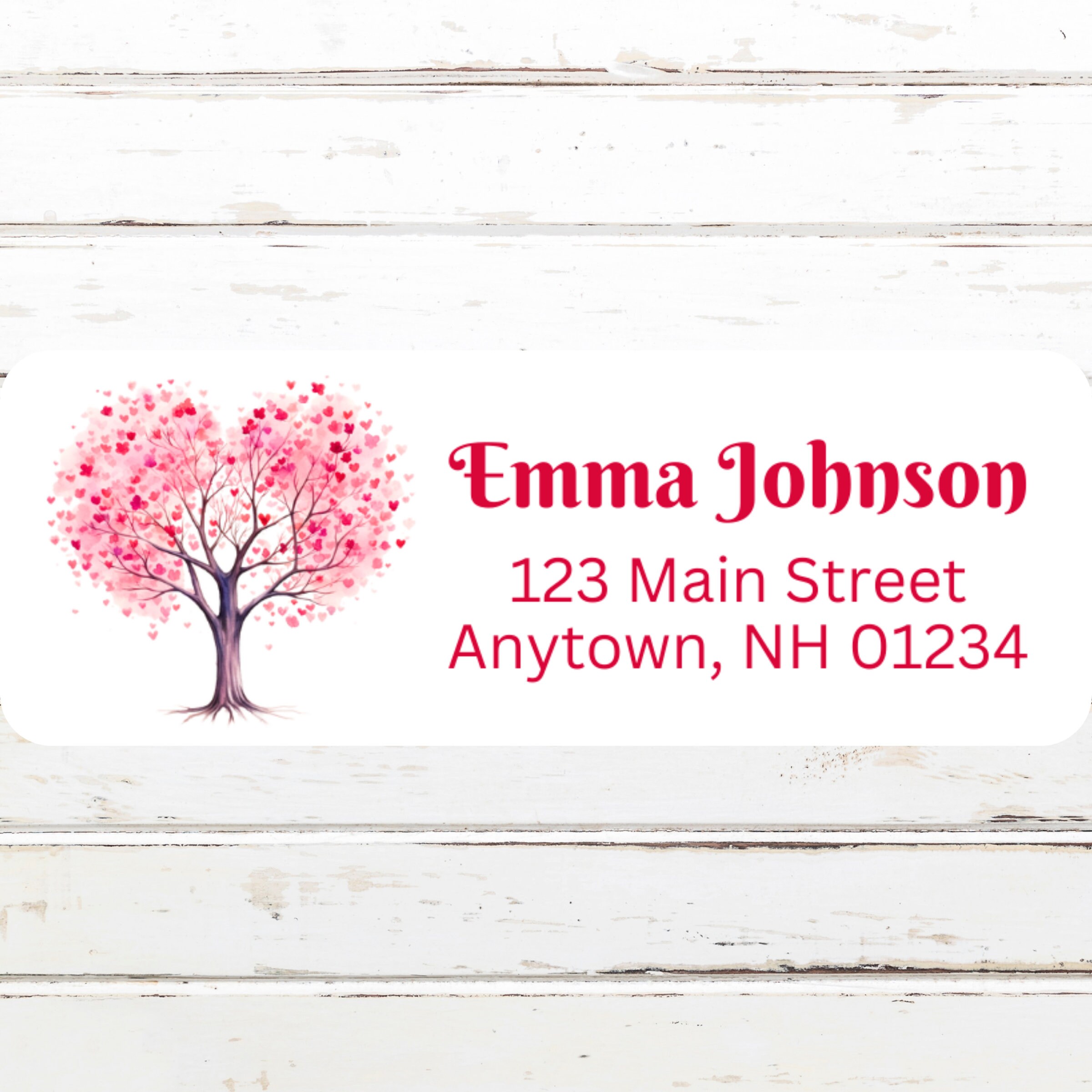 Custom Pink Floral Barnwood Return Address Labels - 90 Labels, 1.25x2.75 Inches, Glossy Finish, Made In USA