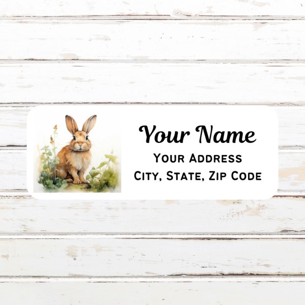 Rabbit Watercolor Personalized Return Address Labels, Watercolor, Return Address Stickers, Set of 30, Gift for Best Friend, Bestie, BFF