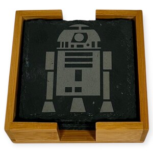 Slate Coasters with Wood Holder | Star Wars Inspired