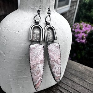 Boucles d'oreilles fabriquées à la main en argent sterling en jaspe texturé - Bijoux artisanaux uniques en leur genre
