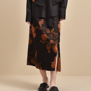 Sold Out - Available Made in Other Silks, Elegant Mud Silk Midi Skirt, 100% Mulberry Silk, Elastic Back Waist, Custom Size, Made to Order