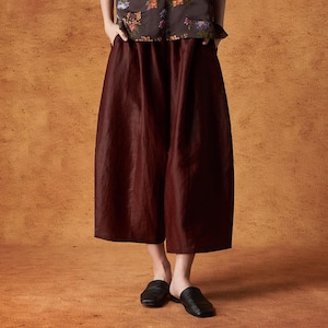 Wide-Leg Tulip Relaxed Pants, 100% Mulberry Silk Naturally Dyed, Elastic Waist 2 Pockets Versatile Flowing, Custom Silk +Size Made to Order