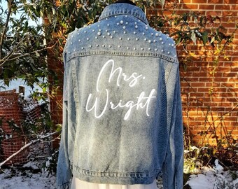 Personalisierbare Braut Jeansjacke: Personalisierte Mrs. Jacket