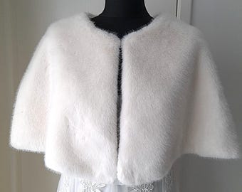 Ivory Faux Fur Cape: Wedding Wrap For Bride Or Bridesmaid