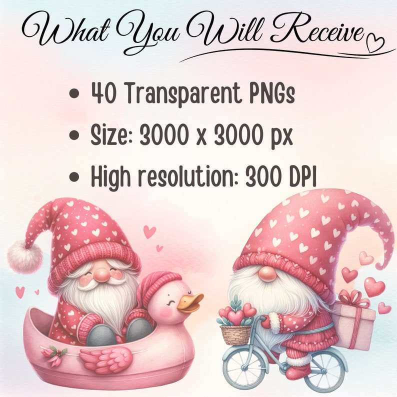 40 Valentines Gnomes Clipart Bundle - Watercolor Festive Gnomes ...
