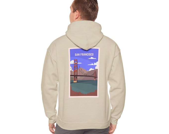 San Francisco Hoodie Sweatshirt, Unisex Heavy Blend™, Golden Gate bridge design