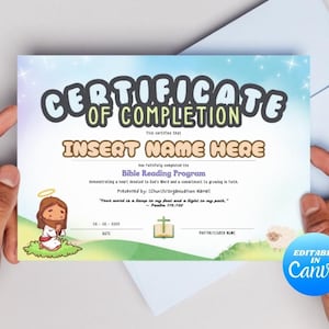 Certificate of Completion, Certificate Download,  Award Certificate, Certificate of Recognition, Vacation Bible School, Sunday School Award