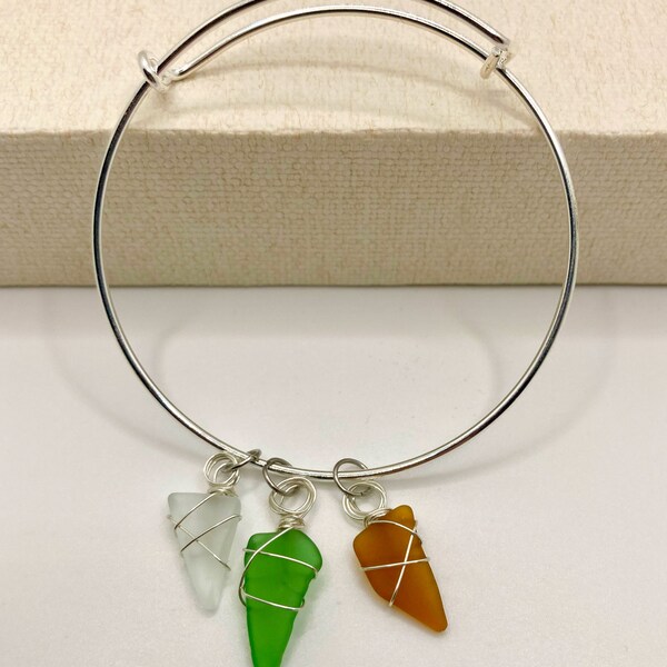 Sliver Multi-Colored Seaglass Bracelet