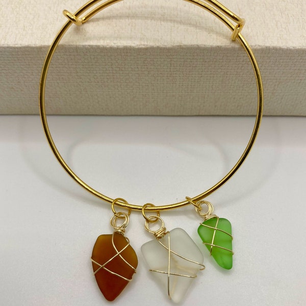 Gold Multi-Colored Seaglass Bracelet