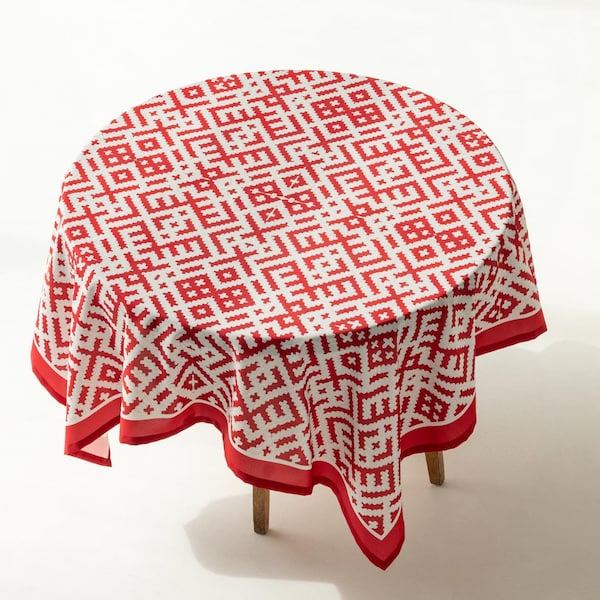 Eco-Friendly Reclaimed Fabric Tablecloth for a Happy Interior - Geometric Patterns, Outdoor Decor, Machine Washable