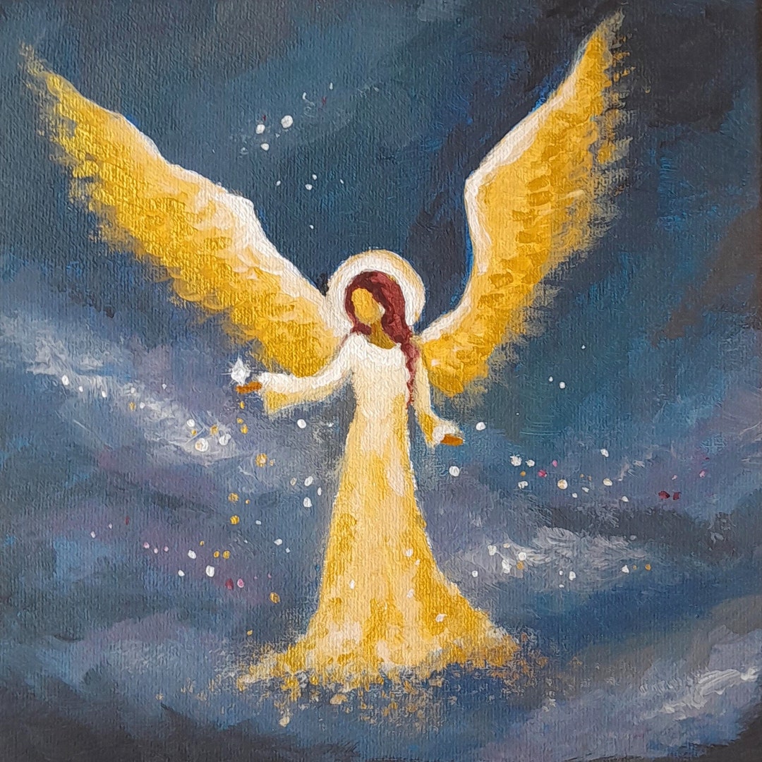 Angel Acrylic Painting on Canvas Angel With Halo Original - Etsy