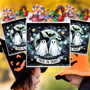 Halloween Ghost Treat Bags-DIY Paper Sacks-PDF Download Printable-Spooky Treat