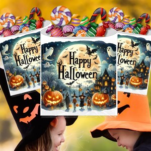 Halloween Treat Bags-DIY Mini Gift Sacks-Haunted House-PDF Download Printable-Spooky treat
