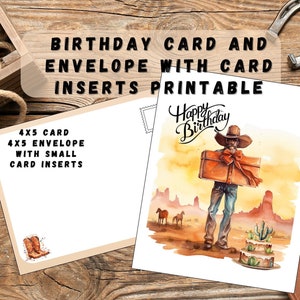 Happy Birthday Greeting Card, Western Cowboy Big Gift Box Theme, Printable PDFs of Envelope and Card Inserts too, Create a Birthday Card,