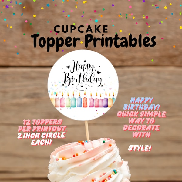 Birthday Cupcake Printable Etsy Birthday Cupcake Printable Etsy
