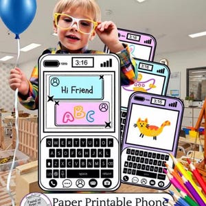 Printable Kids Pretend Play Phone – PDF Paper Activity – Imagination and Coloring Craft