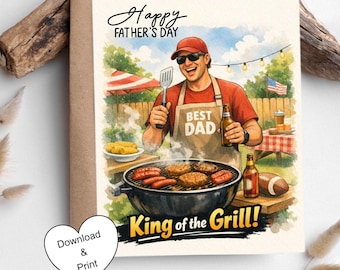 Father's Day Grilling Card | King of the Grill Dad (Digital Download)