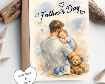 Father's Day Card | Dad Holding Baby Boy (Digital Download)