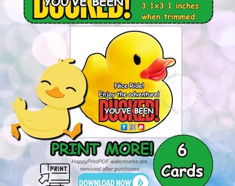 Karty „Youve Been Ducked” – Żółta kaczka – Niezła jazda – Materiały do druku – Pobierz pliki PDF i JPG