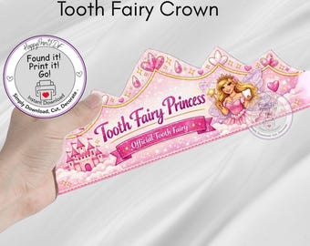 Pink Princess Tooth Fairy Crown | Kids Lost Tooth Celebration (Digital Download)