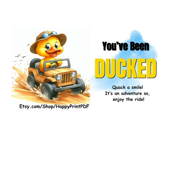 You Been Ducked Brown Jeeper Jeep Printable PDF 3.5x2 inch Cards, Jeep, Ducked, Yellow Duck, Ducked Jeep,