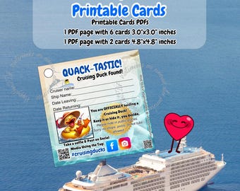 Cruise Duck Game Printable Cards - Lauffy Ducky Theme in a PDF Download